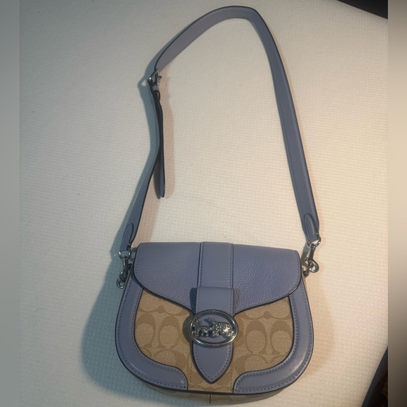 Coach Georgie Saddle Bag in Signature Canvas Blue - Picture 5 of 9